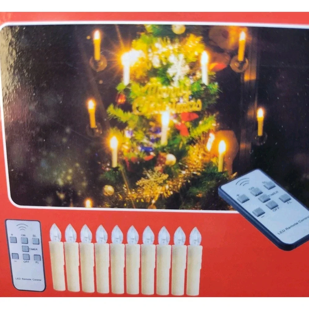 LED Flameless Taper Candles Light for Christmas‎ Tree Window 10pcs Pack Remote